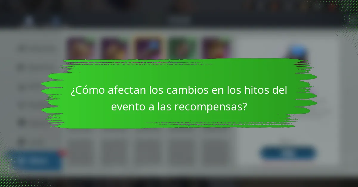 ¿Cómo afectan los cambios en los hitos del evento a las recompensas?